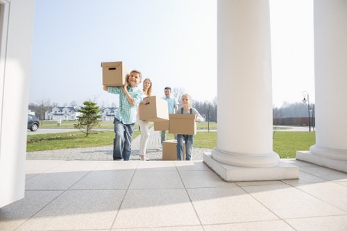 Organized packed belongings for a student move in Brentcross