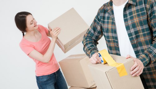 A student preparing boxes for a Brentcross relocation