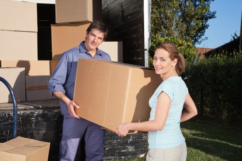 Packed household items prepared for transport in Brent Cross
